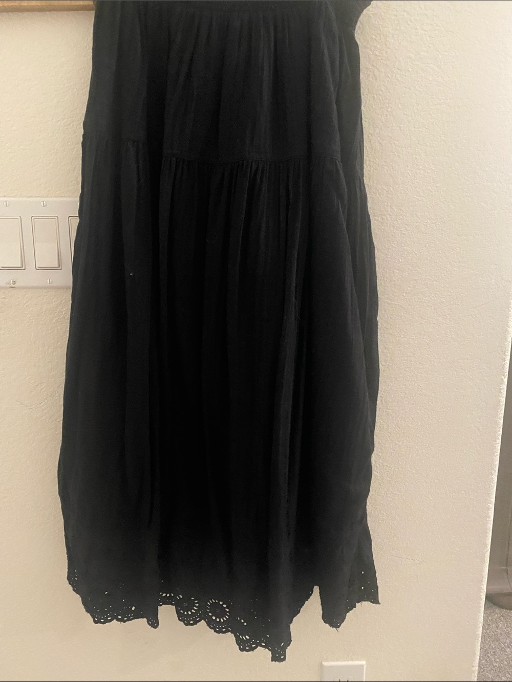Melrose and Market Black Tiered Maxi Skirt with Eyelet Hem